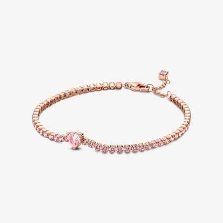 BRACCIALE TENNIS ROSA CON CUORE IN RILIEVO DONNA PANDORA 580041C01-18 PANDORA