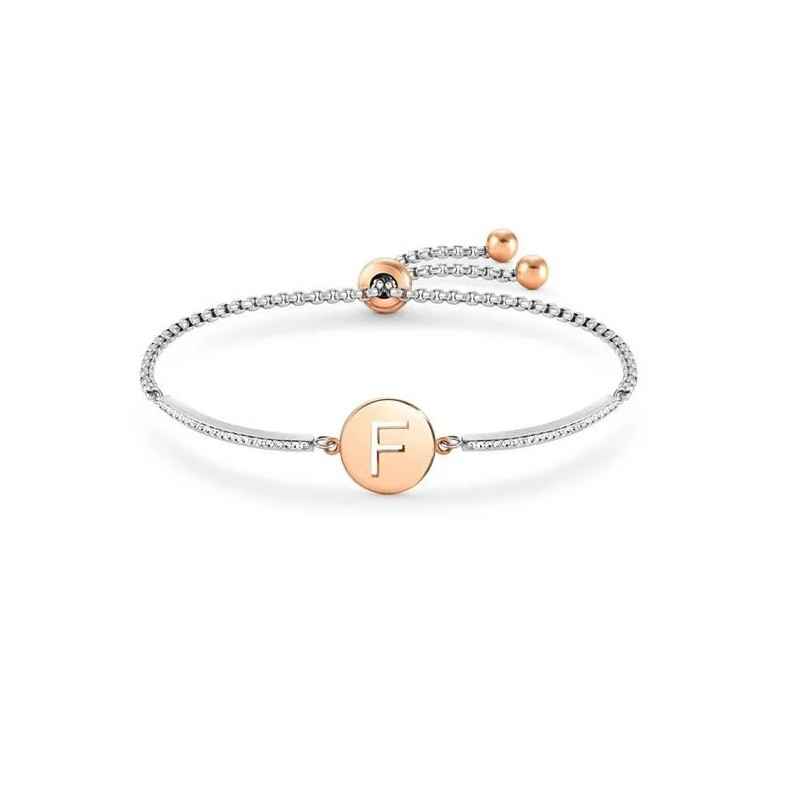 BRACCIALE MILLELUCI LETTERA F IN PVD ROSA DONNA NOMINATION 