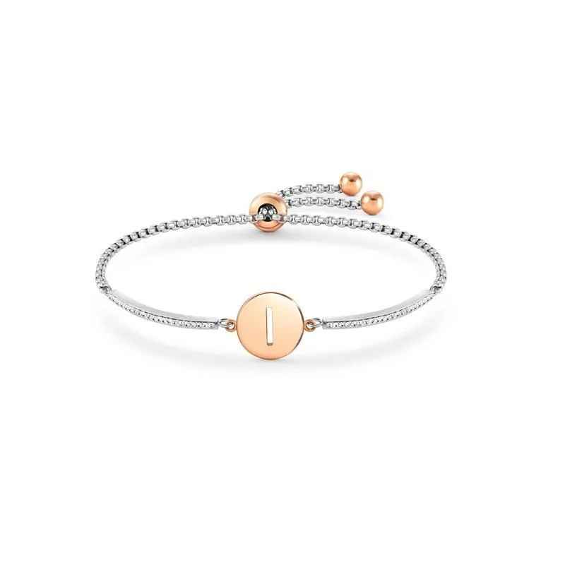 BRACCIALE MILLELUCI LETTERA I IN PVD ROSA DONNA NOMINATION 