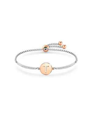 BRACCIALE MILLELUCI LETTERA T IN PVD ROSA DONNA NOMINATION  028007/020 NOMINATION