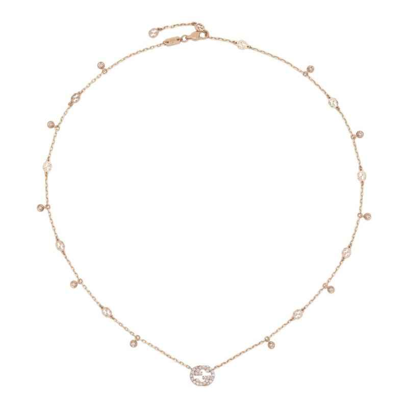 COLLANA ORO ROSA DIAMANTI DONNA GUCCI INTERLOCKING G COLLANA ORO ROSA DIAMANTI DONNA GUCCI INTERLOCKING G