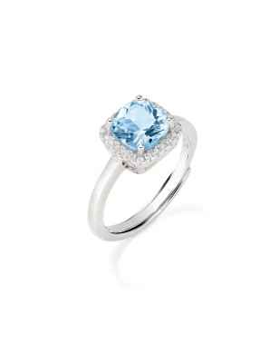 ANELLO LADY ACQUAMARINA REGOLABILE MIS.10-14 DONNA AMEN  RQUABBACZ2 AMEN