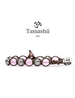 BRACCIALE GIADA ROSA UOMO-DONNA TAMASHII RUOTA DELLA PREGHIERA BHS900-199S TAMASHII