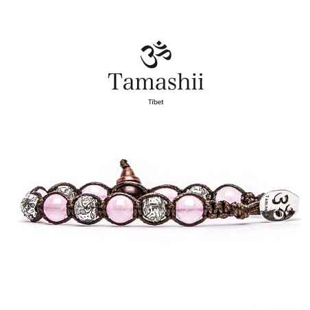 BRACCIALE GIADA ROSA UOMO-DONNA TAMASHII RUOTA DELLA PREGHIERA BHS900-199S TAMASHII