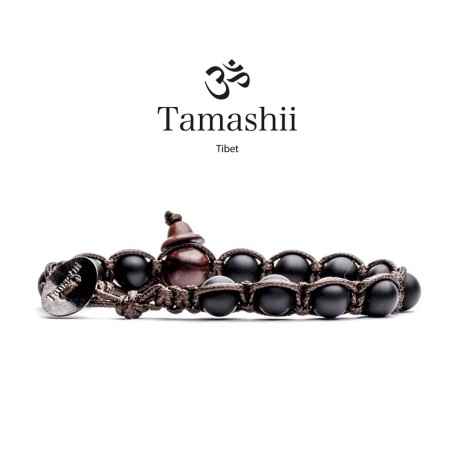 BRACCIALE ONICE NERO OPACO UOMO-DONNA TAMASHII 1 GIRO BHS900-64 TAMASHII