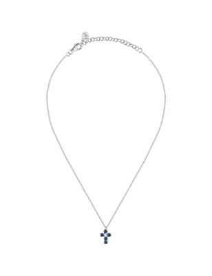 COLLANA TESORI CROCE ZIRCONI BLU E BIANCO DONNA MORELLATO 