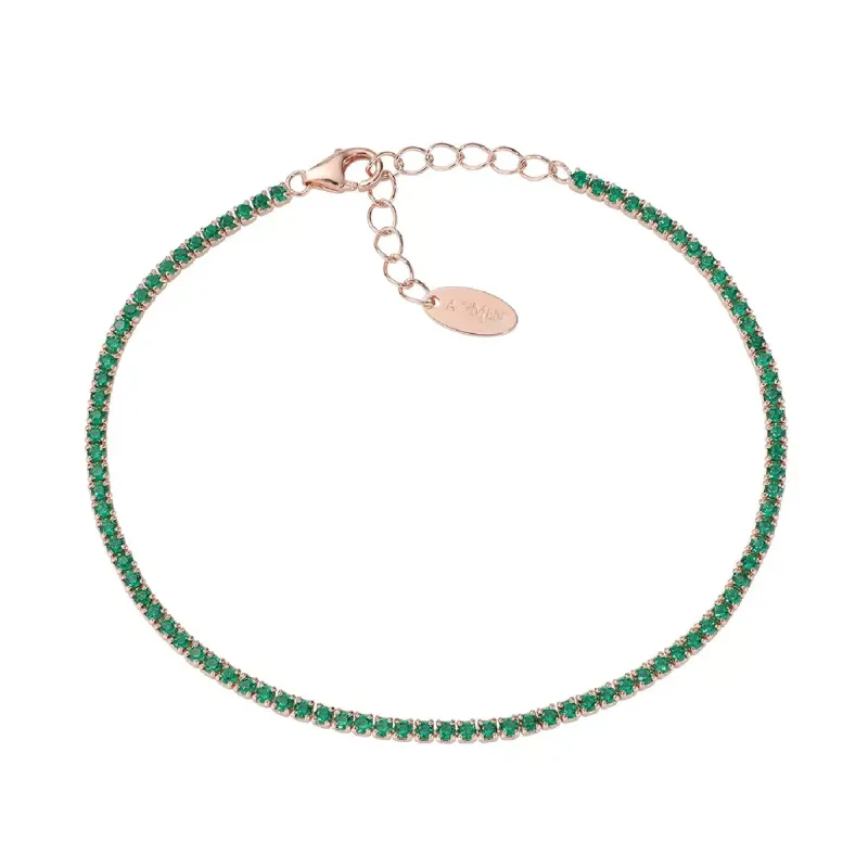BRACCIALE TENNISMANIA ROSE ZIRCONI VERDI DONNA AMEN BRACCIALE TENNISMANIA ROSE ZIRCONI VERDI DONNA AMEN