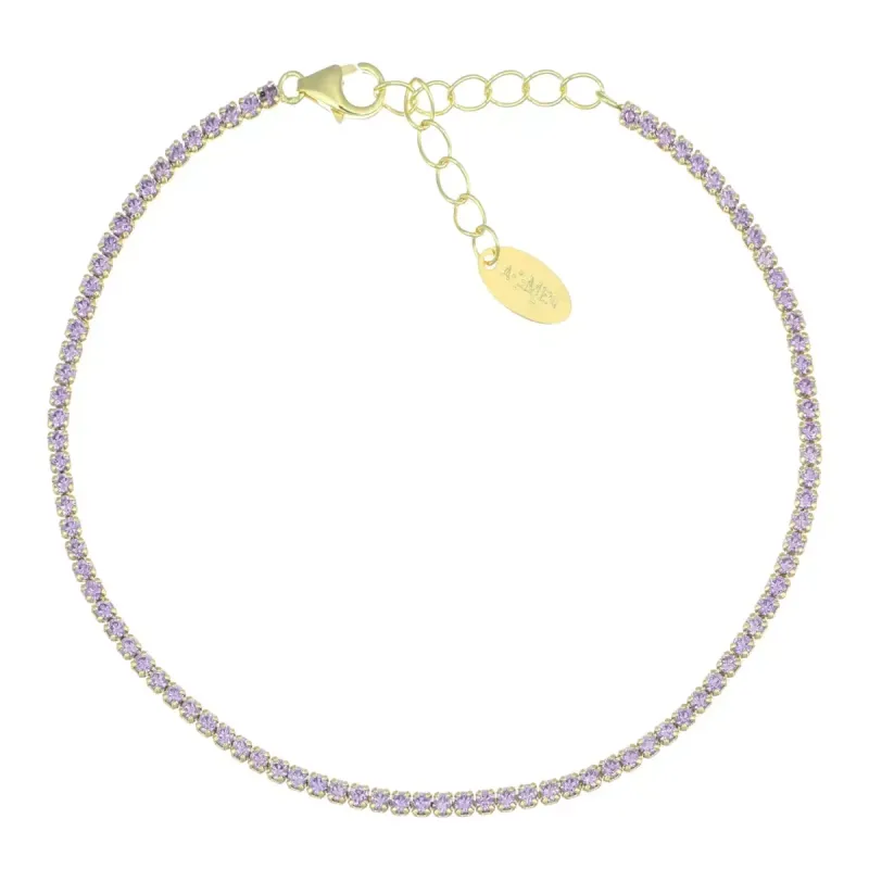 BRACCIALE TENNISMANIA DORATO ZIRCONI LILLA DONNA AMEN BRACCIALE TENNISMANIA DORATO ZIRCONI LILLA DONNA AMEN
