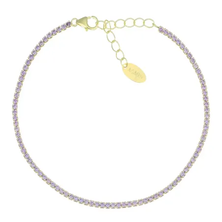 BRACCIALE TENNISMANIA DORATO ZIRCONI LILLA DONNA AMEN BT1GLI17 AMEN