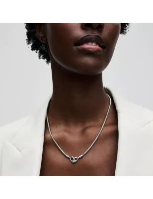 COLLANA MAGLIA GEOMETRICA CON CHIUSURA A CUORE PANDORA