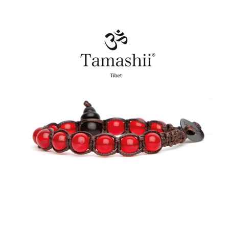 BRACCIALE AGATA ROSSO PASSIONE SHUNGITE TAMASHII 1 GIRO BHSS900-124 TAMASHII