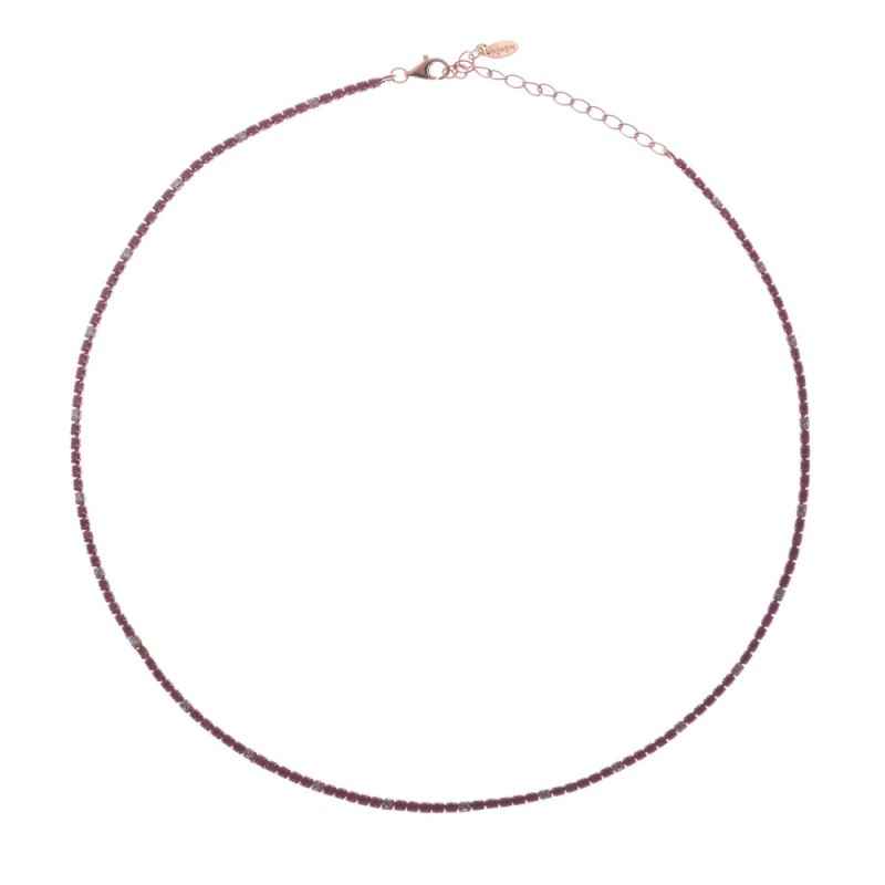 COLLANA TENNISMANIA ZIRCONI ROSSI E BIANCHI DONNA AMEN 