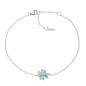 BRACCIALE QUADRICUORE ZIRCONI BIANCHI E ACQUAMARINA AMEN