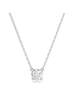 COLLANA PENDENTE TAGLIO ROUND BIANCO PLACCATO RODIO DONNA SWAROVSKI STILLA