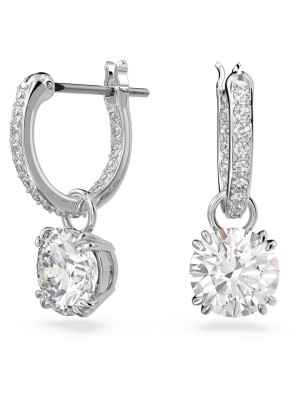 ORECCHINI PENDENTI TAGLIO ROUND PLACCATO RODIO DONNA SWAROVSKI CONSTELLA