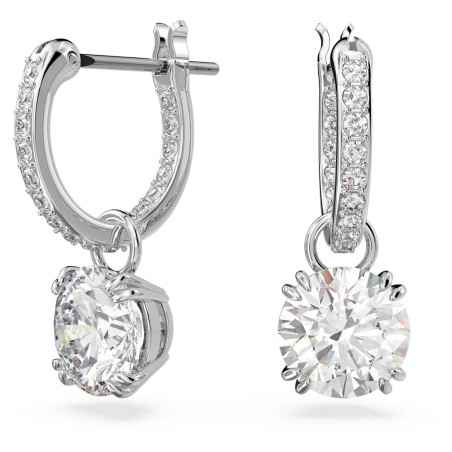 ORECCHINI PENDENTI TAGLIO ROUND PLACCATO RODIO DONNA SWAROVSKI CONSTELLA