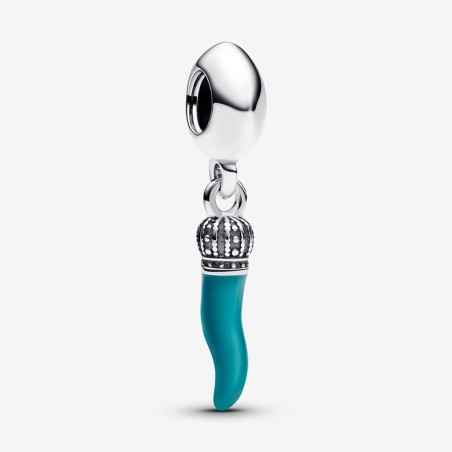 CHARM PENDENTE CORNINO PORTAFORTUNA TURCHESE DONNA PANDORA MOMENTS 791361C02 PANDORA