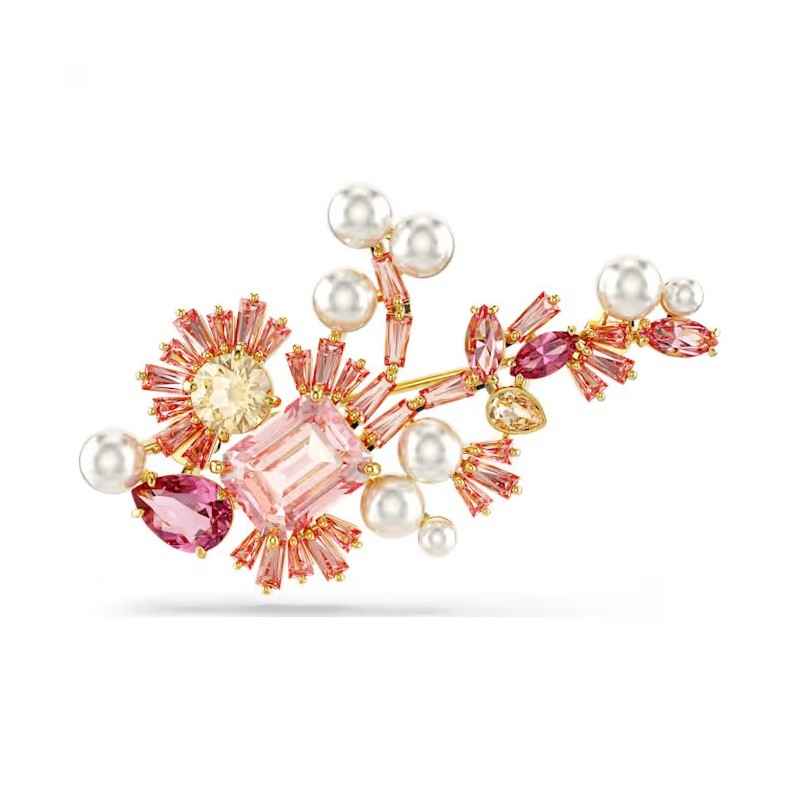 SPILLA GEMA CRYSTAL PEARL FIORE ROSA DONNA SWAROVSKI SPILLA GEMA CRYSTAL PEARL FIORE ROSA DONNA SWAROVSKI