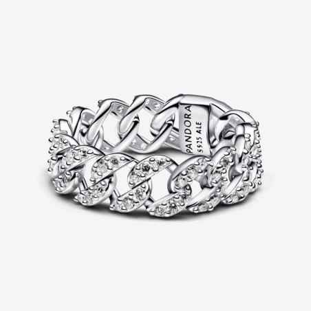 ANELLO CATENA MAGLIA CUBANA PAVE' MIS.48 DONNA PANDORA  193557C01-48 PANDORA