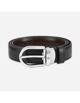 CINTURA REVERSIBILE PELLE NERA MARRONE 30MM UOMO MONTBLANC  128135 MONTBLANC