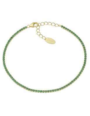 BRACCIALE TENNISMANIA DORATO ZIRCONI VERDI DONNA AMEN BT1GVE17 AMEN