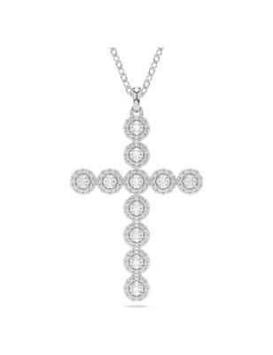 COLLANA INSIGNE PENDENTE CROCE BIANCA DONNA SWAROVSKI  5675573 SWAROVSKI