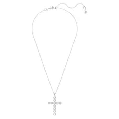 COLLANA INSIGNE PENDENTE CROCE BIANCA DONNA SWAROVSKI 