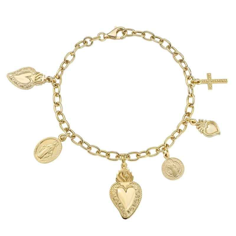 BRACCIALE DORATA SACRO CUORE MULTICHARM DORATO DONNA AMEN BRACCIALE DORATA SACRO CUORE MULTICHARM DORATO DONNA AMEN