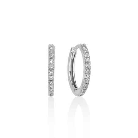 ORECCHINI CERCHIO DIAMANTI ORO BIANCO 15MM DONNA MILUNA I DIAMANTI
