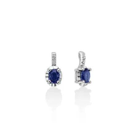 ORECCHINI PENDENTI ZAFFIRI BLU OVALI DIAMANTI DONNA MILUNA LE GEMME