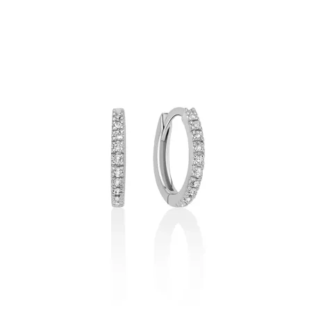 ORECCHINI CERCHIO DIAMANTI ORO BIANCO 10MM DONNA MILUNA I DIAMANTI