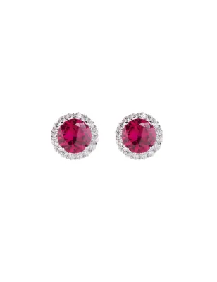 ORECCHINI DIAMOND ZIRCONE TONDO RUBINO DONNA AMEN