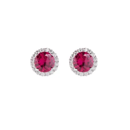 ORECCHINI DIAMOND ZIRCONE TONDO RUBINO DONNA AMEN