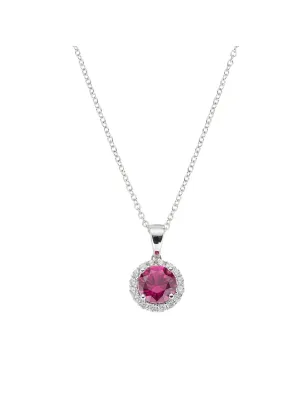 COLLANA DIAMOND ZIRCONE TONDO RUBINO DONNA AMEN 