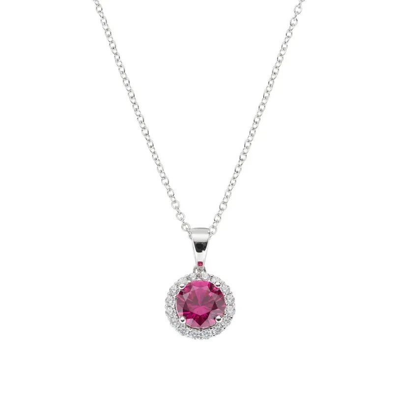 COLLANA DIAMOND ZIRCONE TONDO RUBINO DONNA AMEN COLLANA DIAMOND ZIRCONE TONDO RUBINO DONNA AMEN