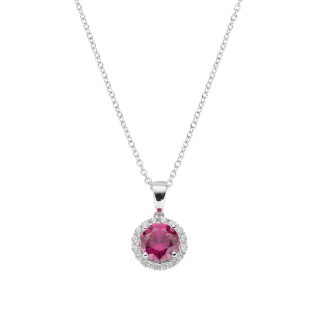 COLLANA DIAMOND ZIRCONE TONDO RUBINO DONNA AMEN 