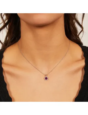 COLLANA DIAMOND ZIRCONE TONDO RUBINO DONNA AMEN 