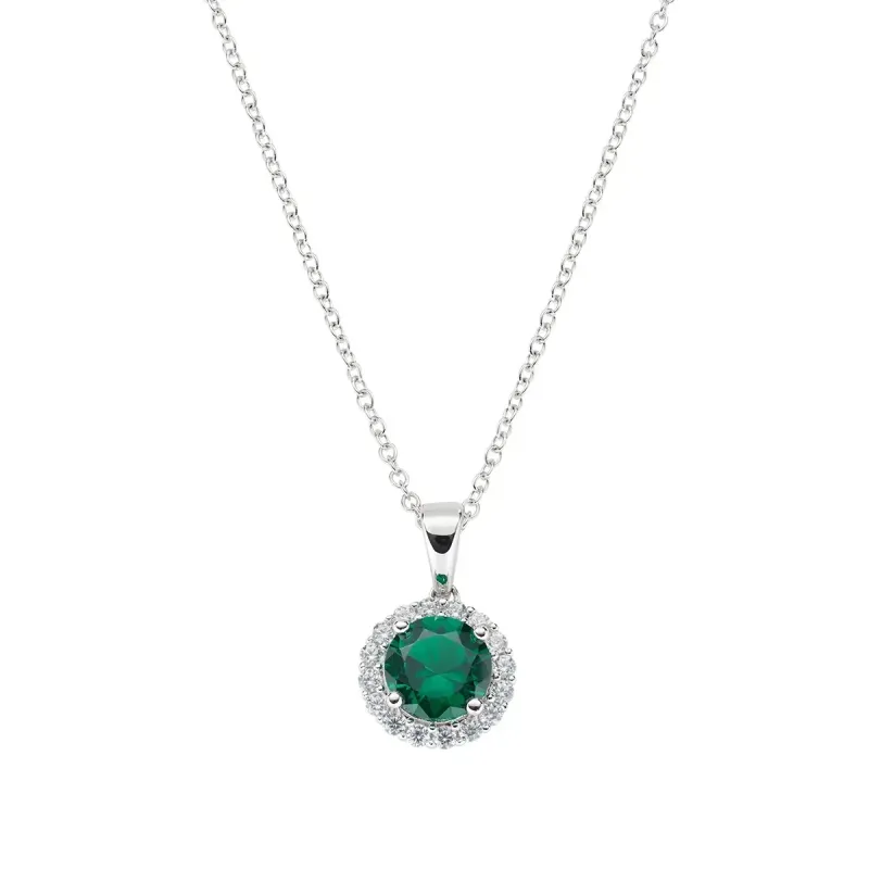 COLLANA DIAMOND ZIRCONE TONDO VERDE DONNA AMEN COLLANA DIAMOND ZIRCONE TONDO VERDE DONNA AMEN