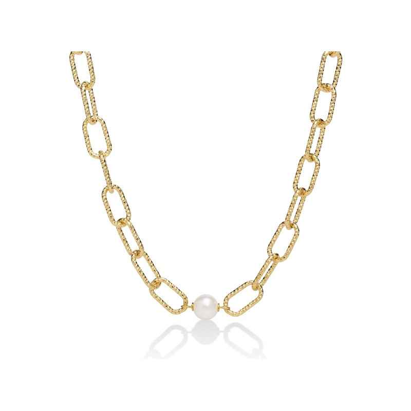 COLLANA ARGENTO DORATO PERLA DONNA MILUNA LE PERLE