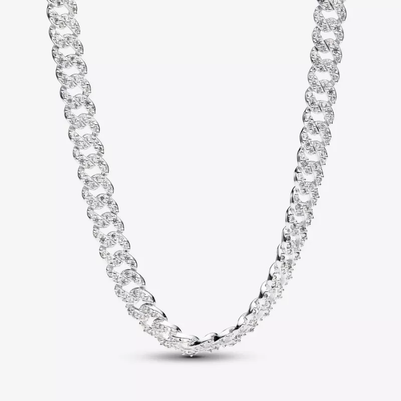 COLLANA CON MAGLIA CUBANA E PAVE' DONNA PANDORA COLLANA CON MAGLIA CUBANA E PAVE' DONNA PANDORA
