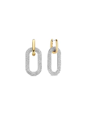 ORECCHINI MAGLIE BICOLORE PAVE ZIRCONI DONNA TI SENTO 