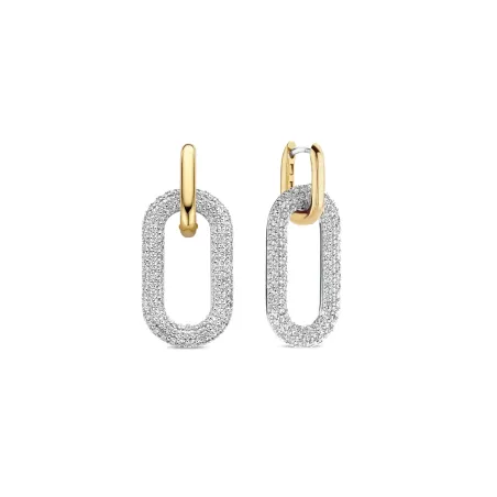 ORECCHINI MAGLIE BICOLORE PAVE ZIRCONI DONNA TI SENTO 