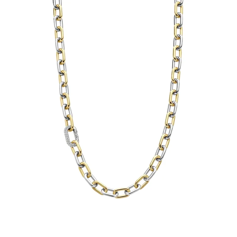 COLLANA MAGLIE BICOLORE ZIRCONI DONNA TI SENTO COLLANA MAGLIE BICOLORE ZIRCONI DONNA TI SENTO