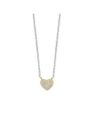 COLLANA PENDENTE CUORE DORATO PAVE ZIRCONI DONNA TI SENTO 
