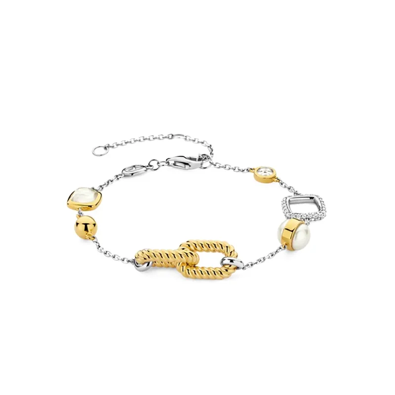 BRACCIALE BICOLORE PERLA MADREPERLA ZIRCONI DONNA TI SENTO BRACCIALE BICOLORE PERLA MADREPERLA ZIRCONI DONNA TI SENTO