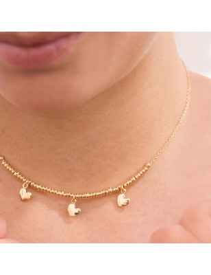 GIROCOLLO MICRO ANELLI CON 3 CUORI RUE DES MILLE