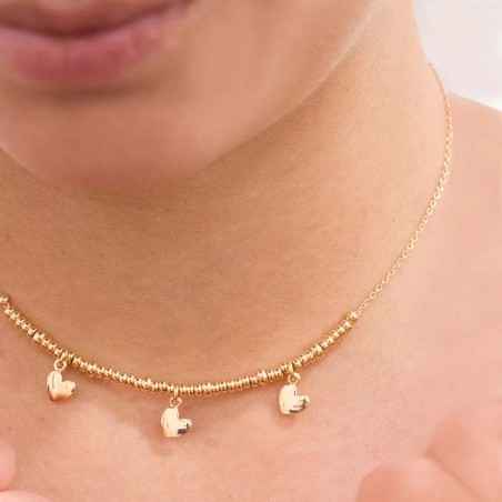 GIROCOLLO MICRO ANELLI CON 3 CUORI RUE DES MILLE