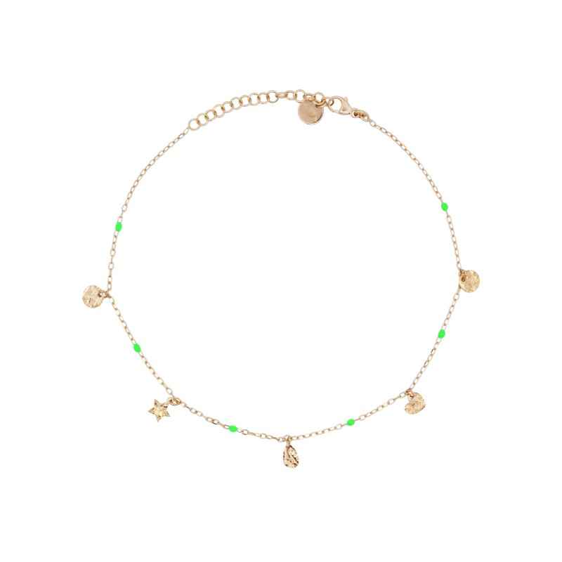 CAVIGLIERA CON CHARMS E SMALTO VERDE DONNA RUE DES MILLE CAVIGLIERA CON CHARMS E SMALTO VERDE DONNA RUE DES MILLE