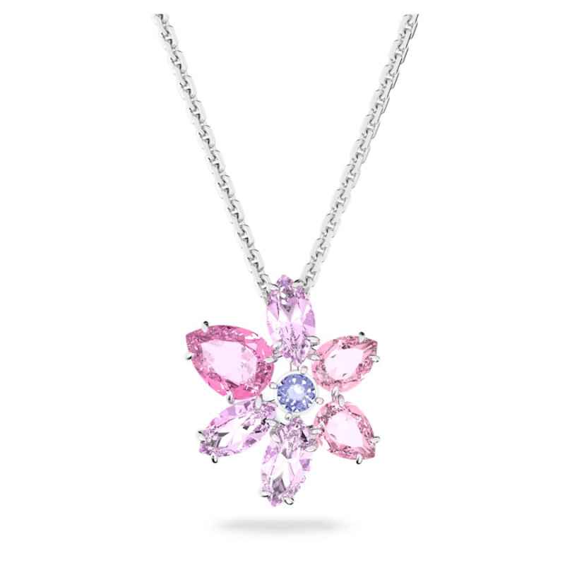 COLLANA GEMA PENDENTE FIORE ROSA DONNA SWAROVSKI COLLANA GEMA PENDENTE FIORE ROSA DONNA SWAROVSKI