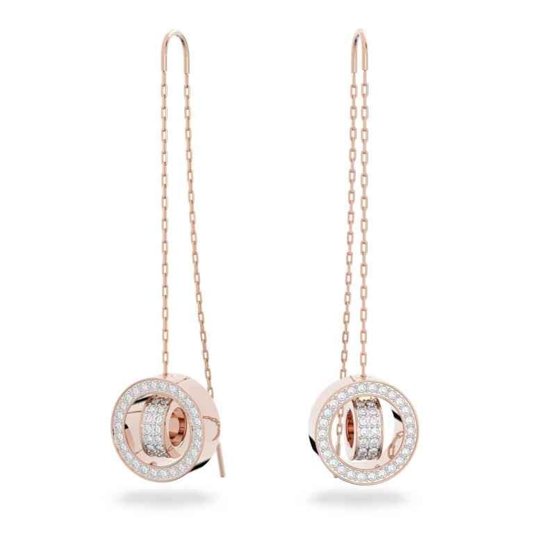 ORECCHINI PENDENTI LUNGHI ORO ROSA SWAROVSKI ORECCHINI PENDENTI LUNGHI ORO ROSA SWAROVSKI